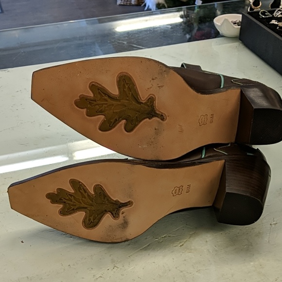 Sam Edelman cowboy boots brown turquoise leather - Picture 2 of 7